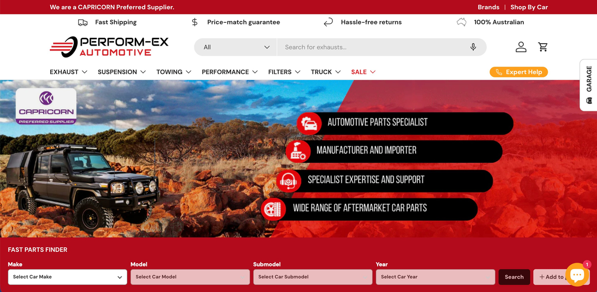 Perform-Ex Automotive Store Screenshot